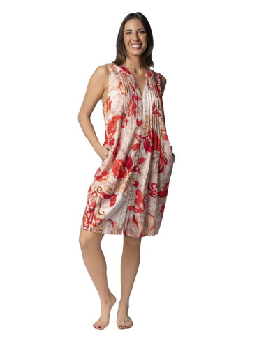 Abito donna spalla larga in cotone fantasia Marila 129