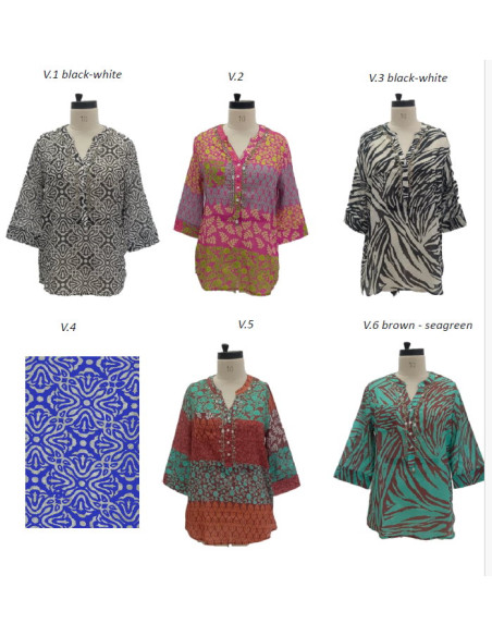 Blusa donna in cotone fantasia Marila 24806