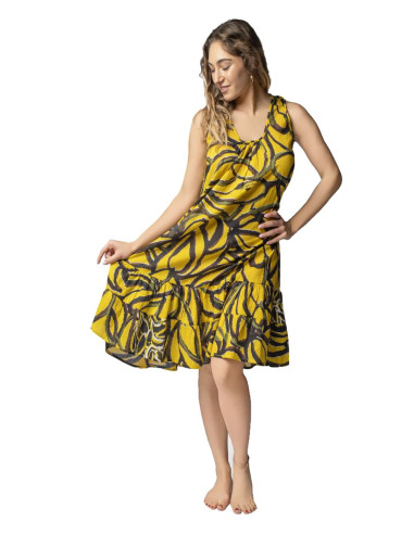 Abito donna a spalla larga in cotone fantasia Marila 3303