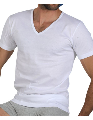 Men's V neck mercerized cotton jersey t-shirt Fragi Pierre Men's V neck mercerized cotton jersey t-shirt Fragi Pierre