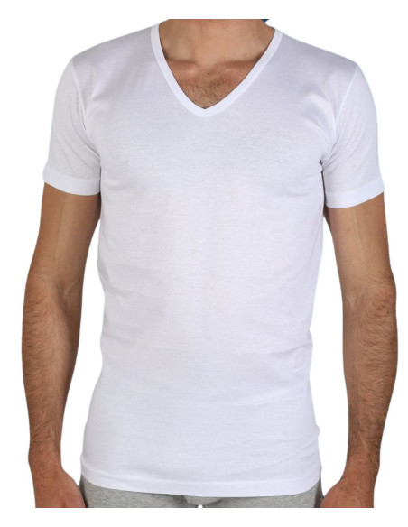 Men's V neck mercerized cotton jersey t-shirt Fragi Pierre Men's V neck mercerized cotton jersey t-shirt Fragi Pierre