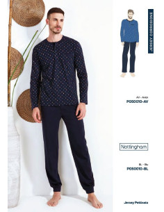 Men's long sleeves cotton jersey pajamas Nottingham PG50010