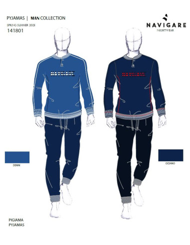 Men's long sleeves cotton jersey pajamas Navigare 141801 Men's long sleeves cotton jersey pajamas Navigare 141801