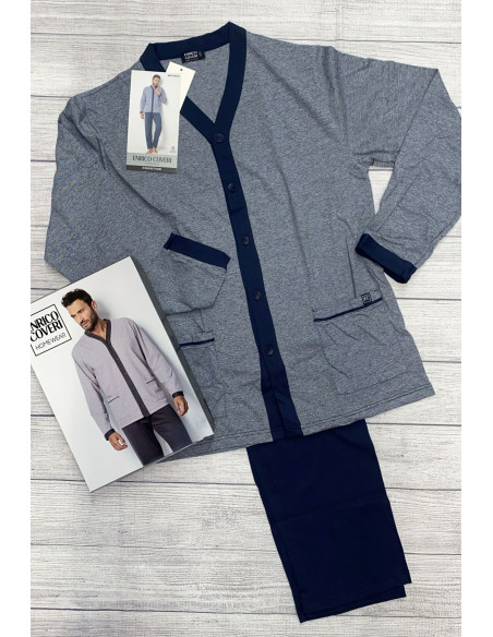 Men's opened cotton jersey pajamas Enrico Coveri EP1044 Men's opened cotton jersey pajamas Enrico Coveri EP1044