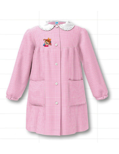 Grembiule asilo bambina Siggi Happy School 33GR4173 Quadri Bianco/Rosa
