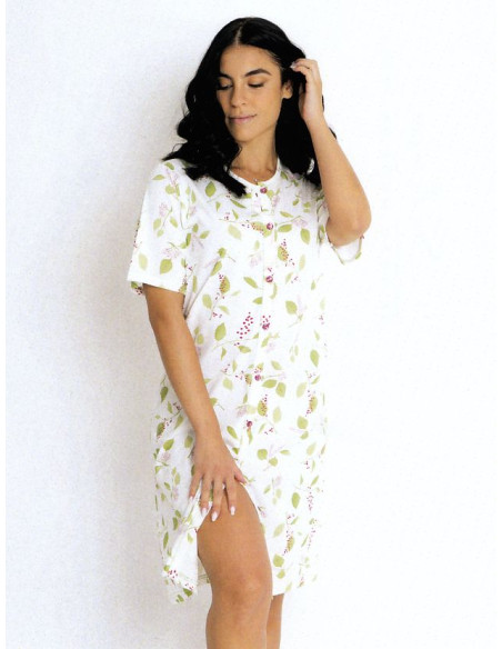 Camicia da notte clinica a manica corta in cotone Silvia 45300
