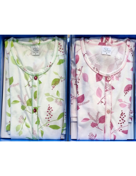 Camicia da notte clinica a manica corta in cotone Silvia 45300