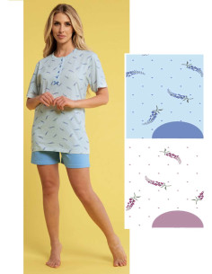 Woman calibrated short sleeves cotton jersey pajamas Karelpiu' KC4015