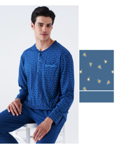 Pigiama uomo a manica lunga in jersey di cotone Karelpiu' KC8210