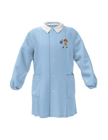 Boy kindergarten apron Siggi Happy School 33GR4188 Squares White/Sky blue
