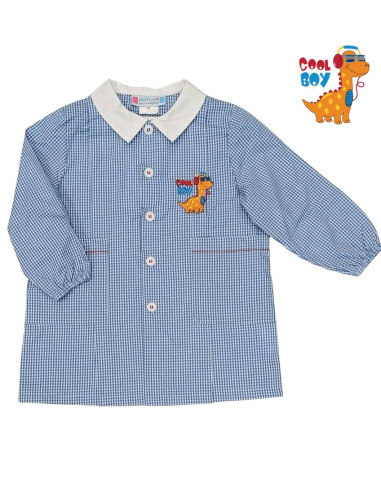 Boy smock for asylum by Andy&Gio' 90283 Squared White/Sky blue