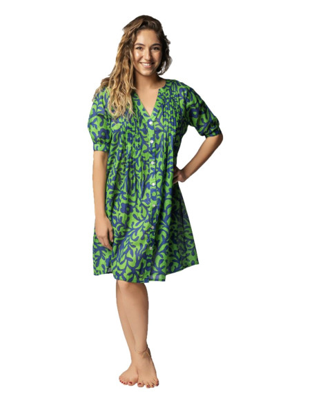 Short-sleeved open-front women's dress Marila 583