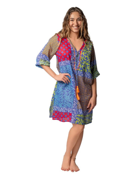 Short-sleeved cotton women's dress Marila Sparta