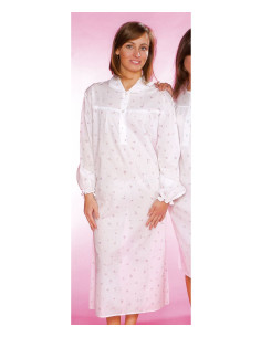 Camicia da notte donna in battista di cotone manica lunga Silvia 1016