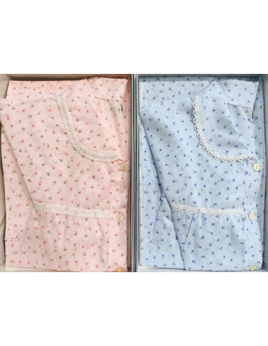 Camicia da notte donna in battista di cotone manica lunga Silvia 1016 Camicia da notte donna in battista di cotone manica lunga Silvia 1016