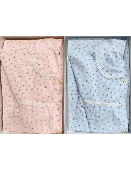 Camicia da notte donna in battista di cotone manica lunga Silvia 1016 Camicia da notte donna in battista di cotone manica lunga Silvia 1016