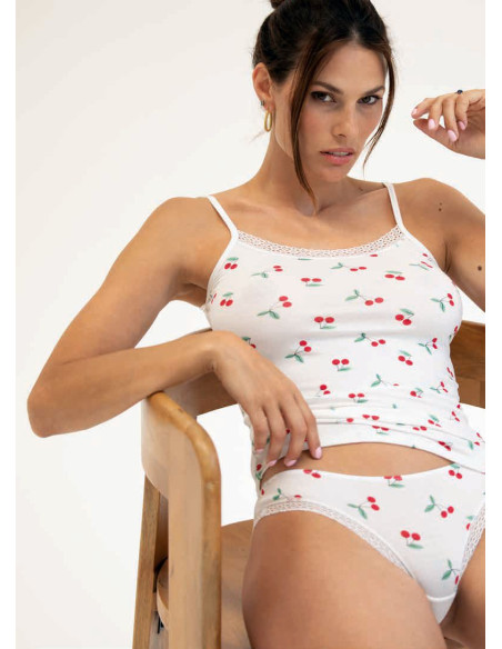 Coordinato donna in bamboo con top e slip con pizzo Magic Dream 8901