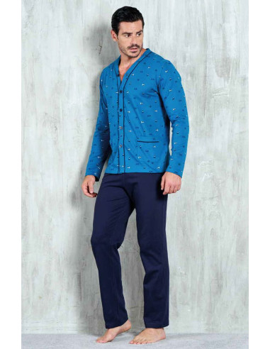 Men's opened cotton jersey pajamas Navigare 141817