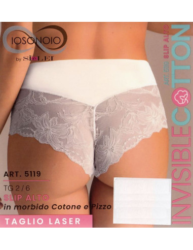 Women's high briefs in laser-cut stretch cotton and lace Sielei Invisible Cotton 15119