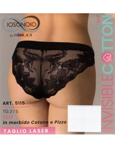 Women's laser-cut stretch cotton with lace briefs Sielei Invisible Cotton 15115