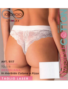 Women's laser-cut stretch cotton with lace brazilian briefs Sielei Invisible Cotton 15117