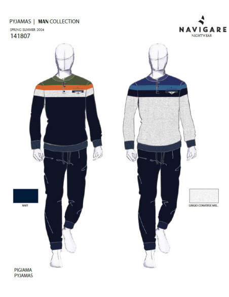 Men's long sleeves cotton jersey pajamas Navigare 141807 Men's long sleeves cotton jersey pajamas Navigare 141807