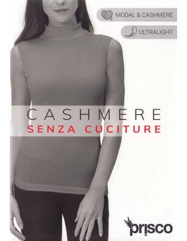 Lupetto donna smanicato in cashmere a costine ultralight Prisco Cash SM