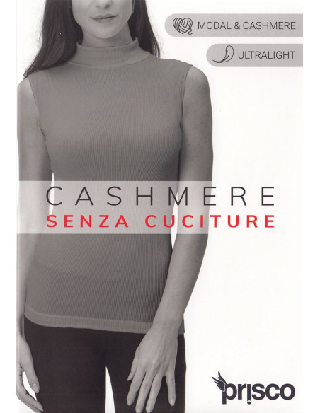 Lupetto donna smanicato in cashmere a costine ultralight Prisco Cash SM