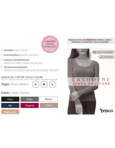 Maglia donna a manica lunga in cashmere ultralight Prisco Cash Dama 2