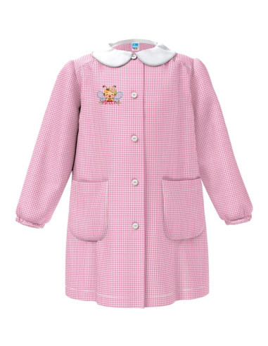 Girl smock for asylum Siggi Happy School 33GR4174 Squared White/Pink
