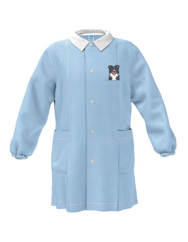 Grembiule asilo bambino Siggi Happy School 33GR4191 Quadri Bianco/Azzurro