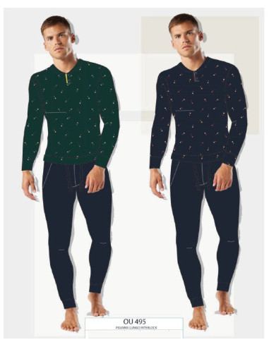 Men's warm cotton jersey pajamas Oro Nero OU495