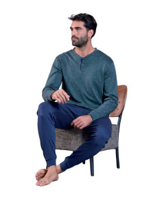 Pigiama uomo in jersey di cotone caldo Oro Nero OU495