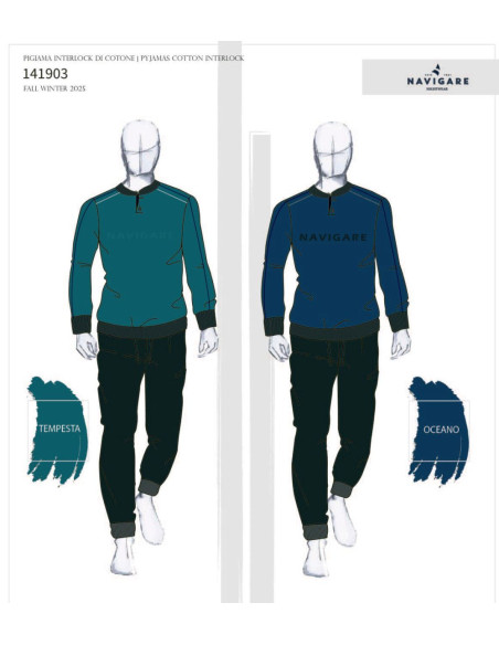 copy of Men's warm cotton jersey pajamas Navigare 141709