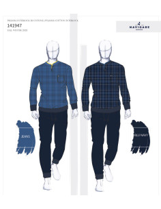 Men's warm cotton jersey pajamas Navigare 141947 2