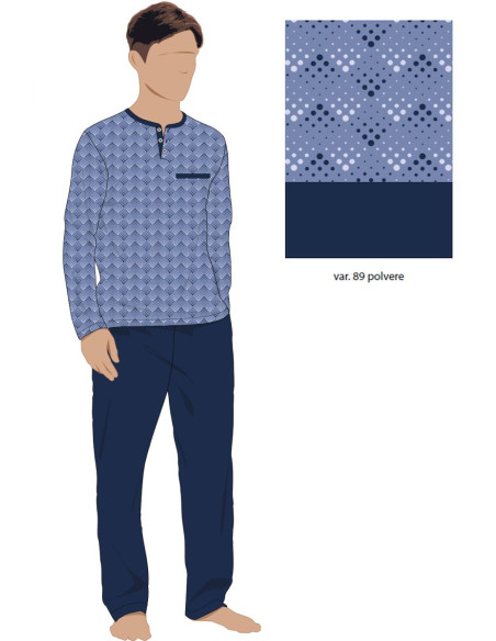 Men's warm cotton jersey pajamas Bip Bip 6958