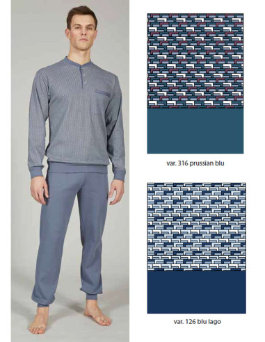 Men's warm cotton jersey pajamas with cuffs Bip Bip 7212