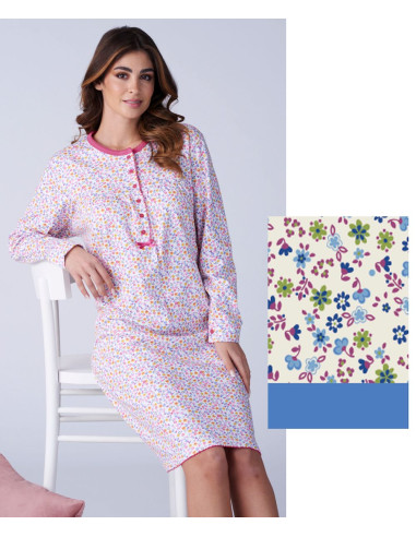 Women's warm cotton jersey OVERSIZES nightdress Karelpiu' KF9018