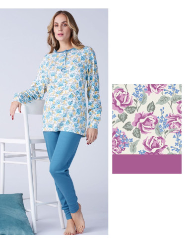 Pigiama donna in jersey di cotone caldo Karelpiu' KF9022