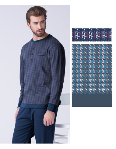 Men's calibrated warm cotton jersey pajamas Karelpiu' KF9305