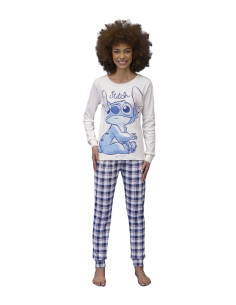 Pigiama donna in jersey di cotone caldo con Stitch Sabor DYD2707 2