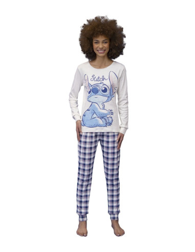 Women's warm cotton jersey pajamas with Stitch Sabor DYD2707