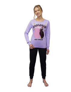 Woman warm cotton jersey pajamas Barbapapà BAD2705 2