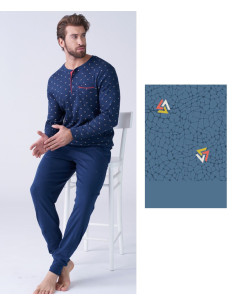 Men's warm cotton jersey pajamas Karelpiu' KF9314