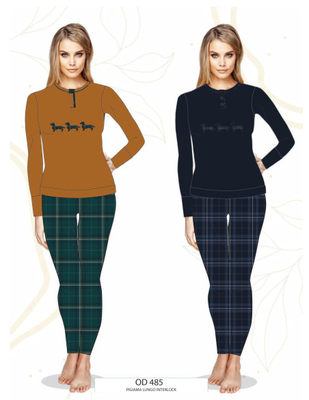 Pigiama donna in jersey di cotone caldo Oro Nero OD485 Pigiama donna in jersey di cotone caldo Oro Nero OD485