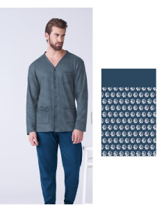 Men's warm cotton jersey opened pajamas Karelpiu' KF9322