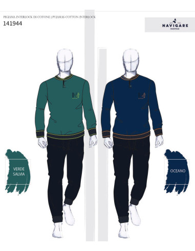 Pigiama uomo in jersey di cotone caldo Navigare 141944