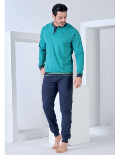 Men's warm cotton jersey pajamas Navigare 141944