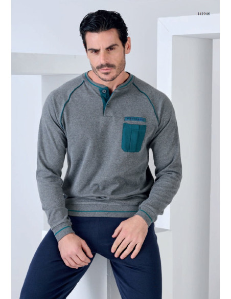 Men's warm cotton jersey pajamas Navigare 141946