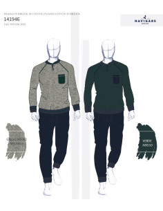 Men's warm cotton jersey pajamas Navigare 141946 2